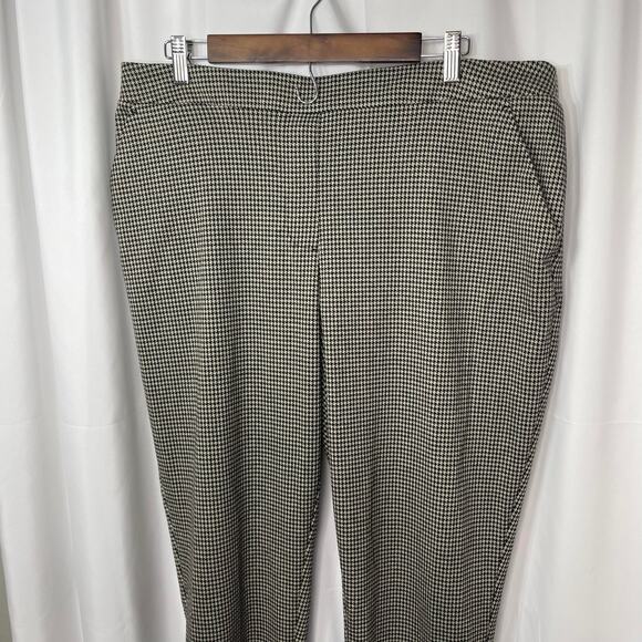 Nine West trousers slacks pants women's XL black khaki houndstooth pull on comfo - Picture 9 of 16